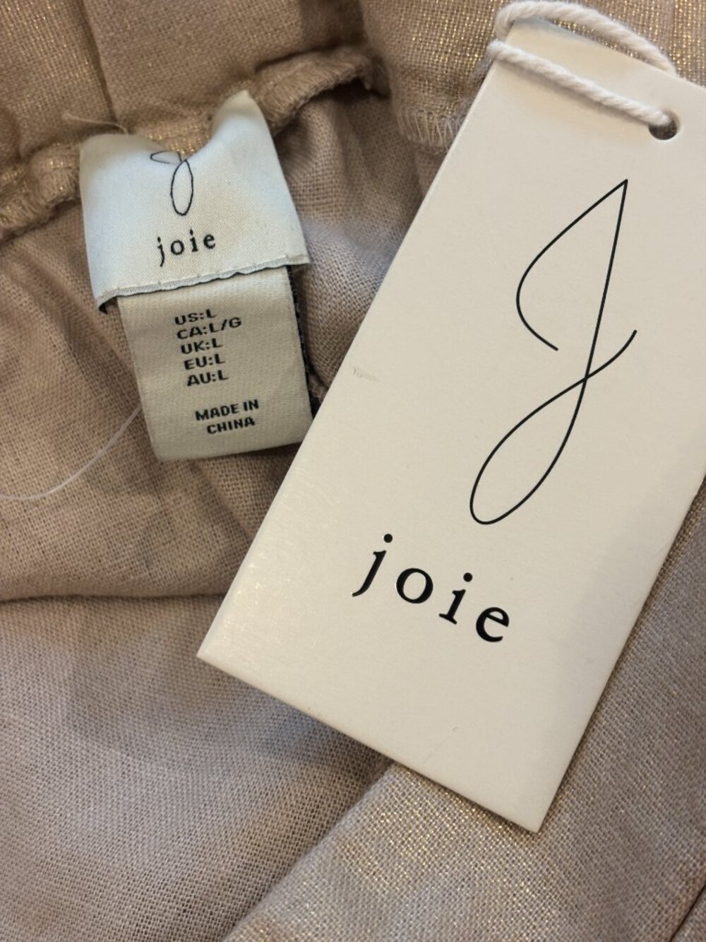 Joie Metallic Linen Wide-Leg Pants | Rose Gold | Size L | NWT - Picture 4 of 6